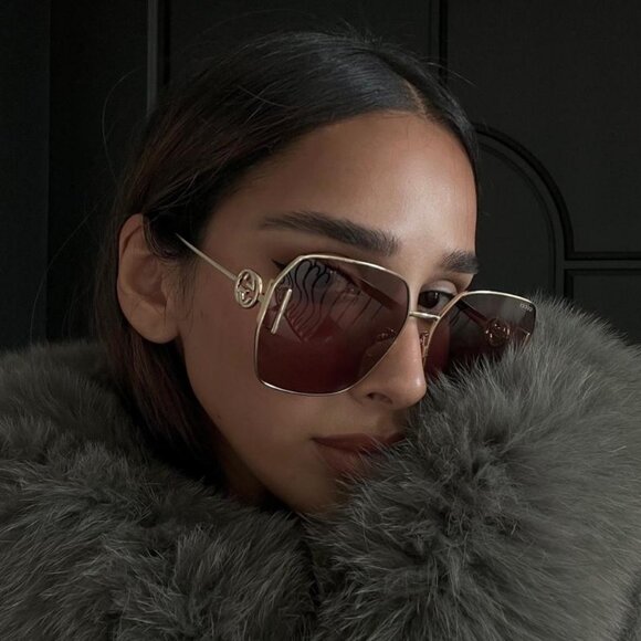 Gucci GG1207SA 002 Sunglasses Gold Square Frame, Grey Lenses main image 9